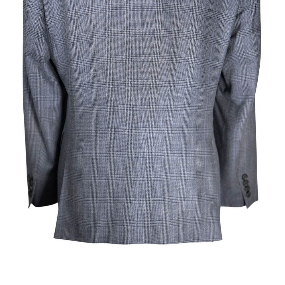 Ralph Lauren Mens Blazer 38S Gray Blue Plaid Sport Coat Slim Jacket Silk Wool - Picture 8 of 8